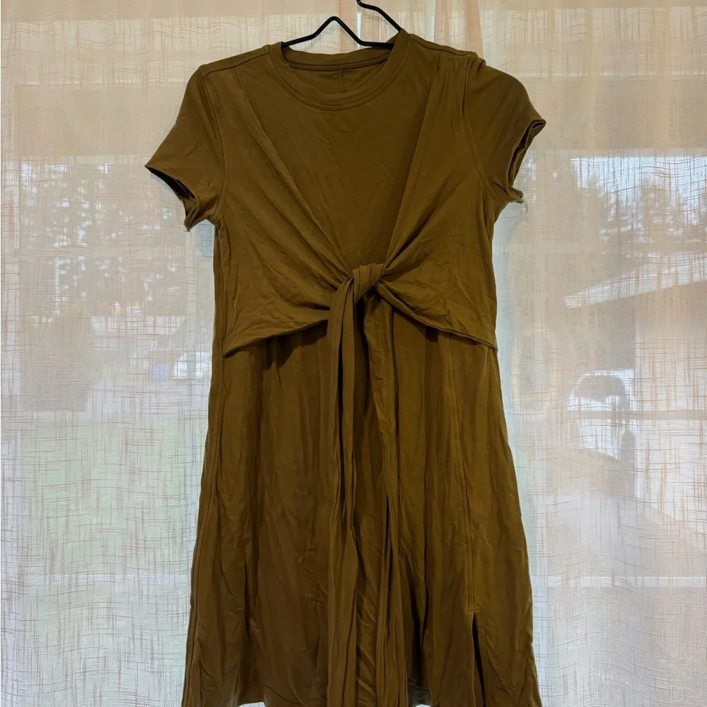 Lululemon Athletica Cotton wrap tie t-shirt dress green W1DWHS - Picture 2 of 11